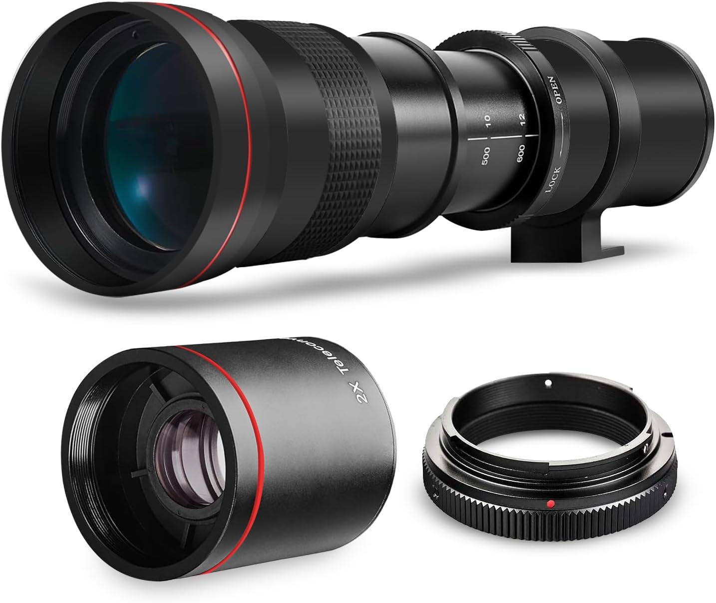 High-Power 420-1600mm f/8.3 HD Manual Telephoto Lens for Nikon D500, D600, D610, D700, D750, D800, D800e, D810, D810a, D850, D3400, D5000, D5100, D5200, D5300, D5500, D5600, D7100, D7200, D7500 DSLR
